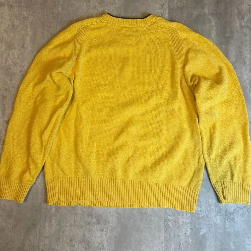 Tommy Hilfiger Yellow Crewneck Sweater Mens Size L 100% Cotton